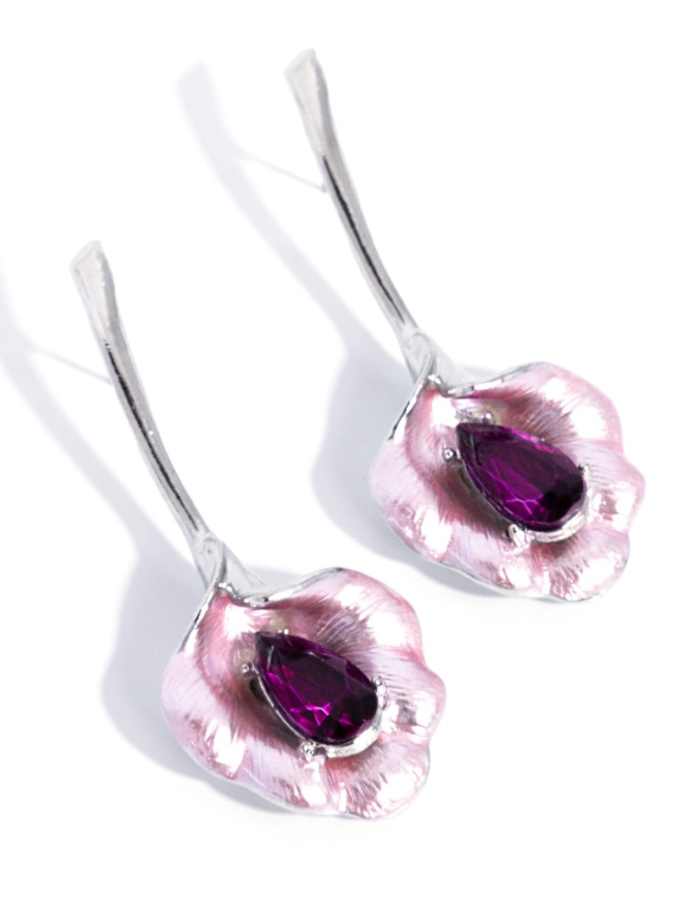 NWT Pink Flower Elongated Post Earrings(Last One) - Picture 3 of 4